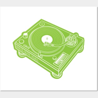 Turntable (White Lines + Yellow Green Drop Shadow) Analog / Music Posters and Art